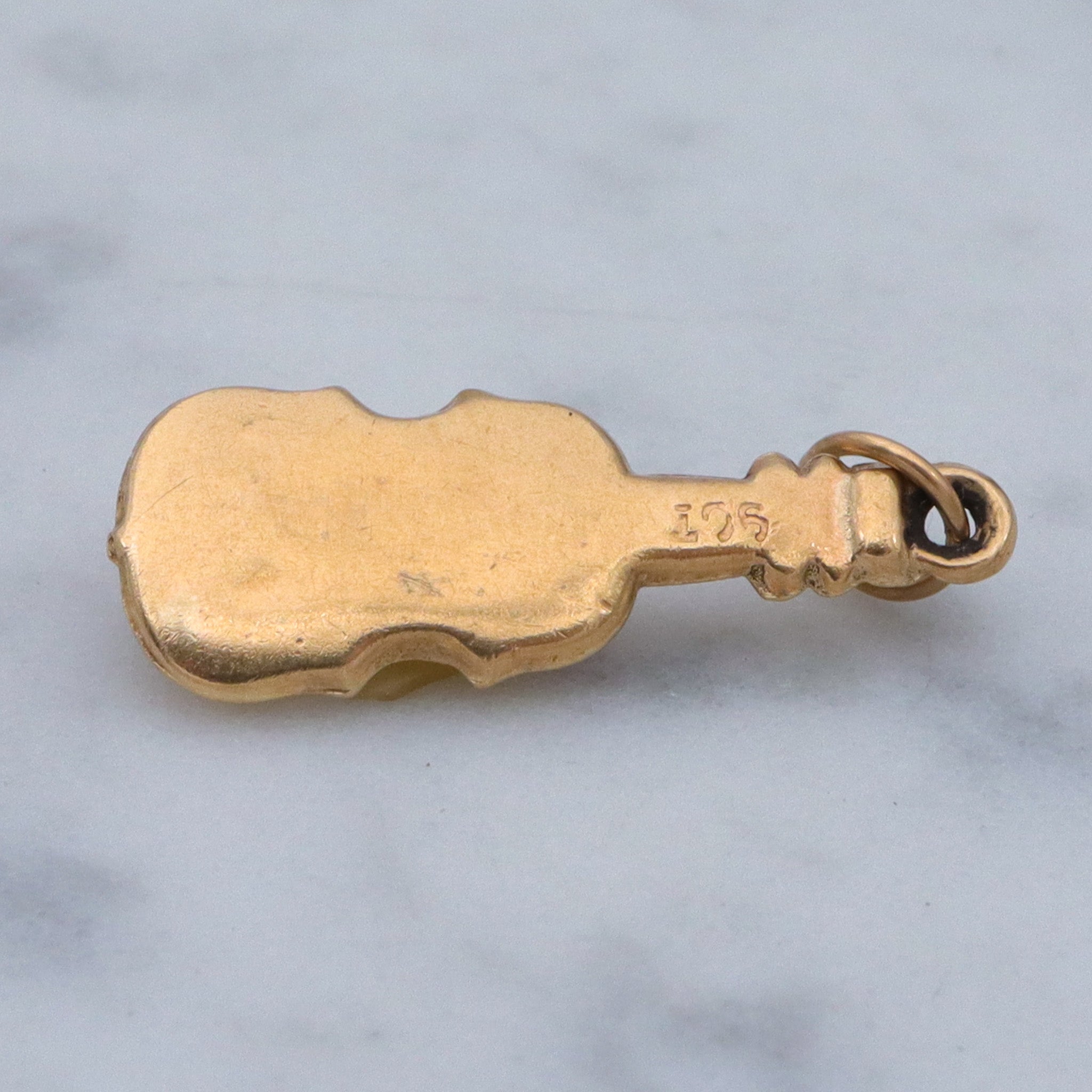 Vintage English 9k gold hollow violin charm pendant